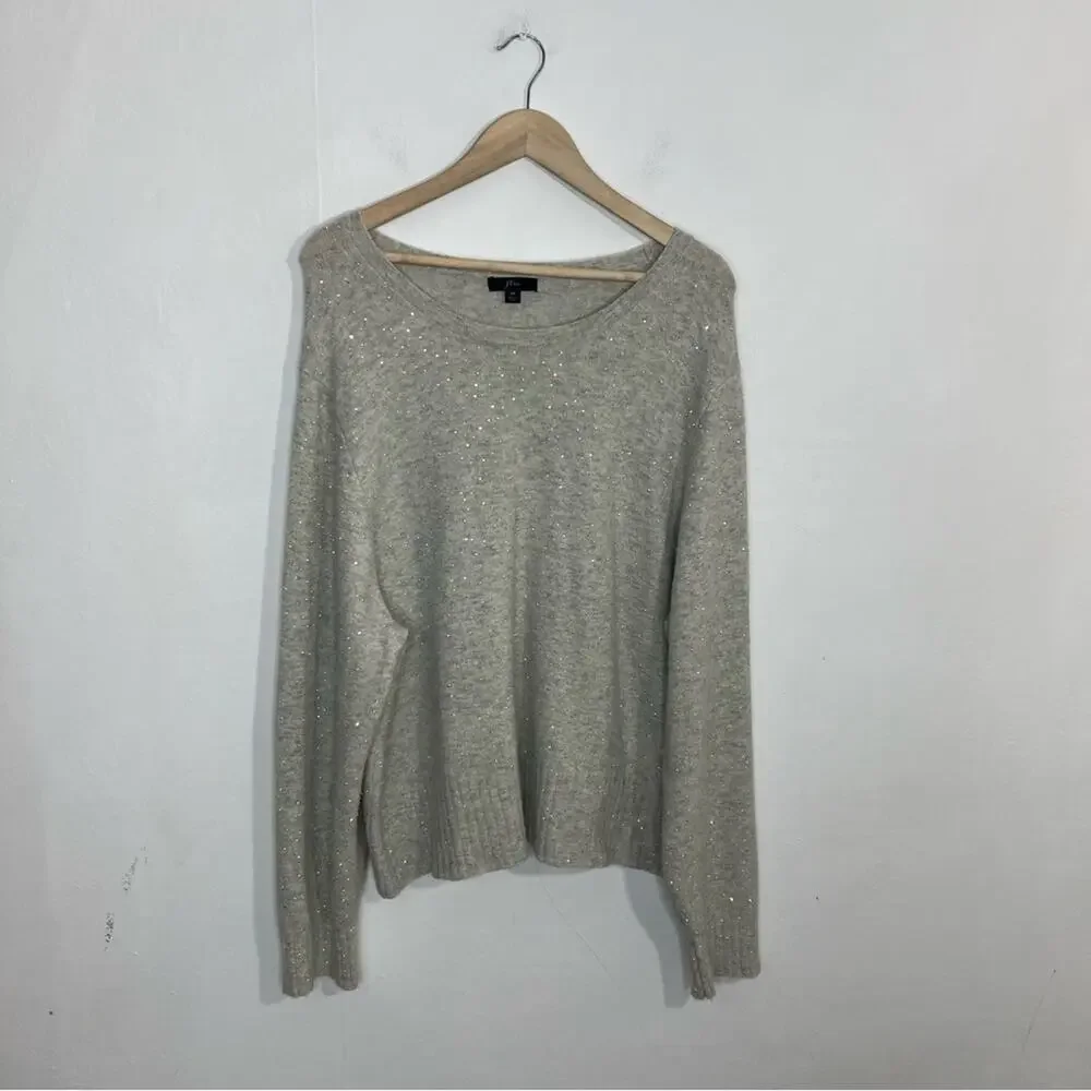 J.Crew Gemstone Sweater in Supersoft Wool Alpaca Yarn in Gray Size 3X